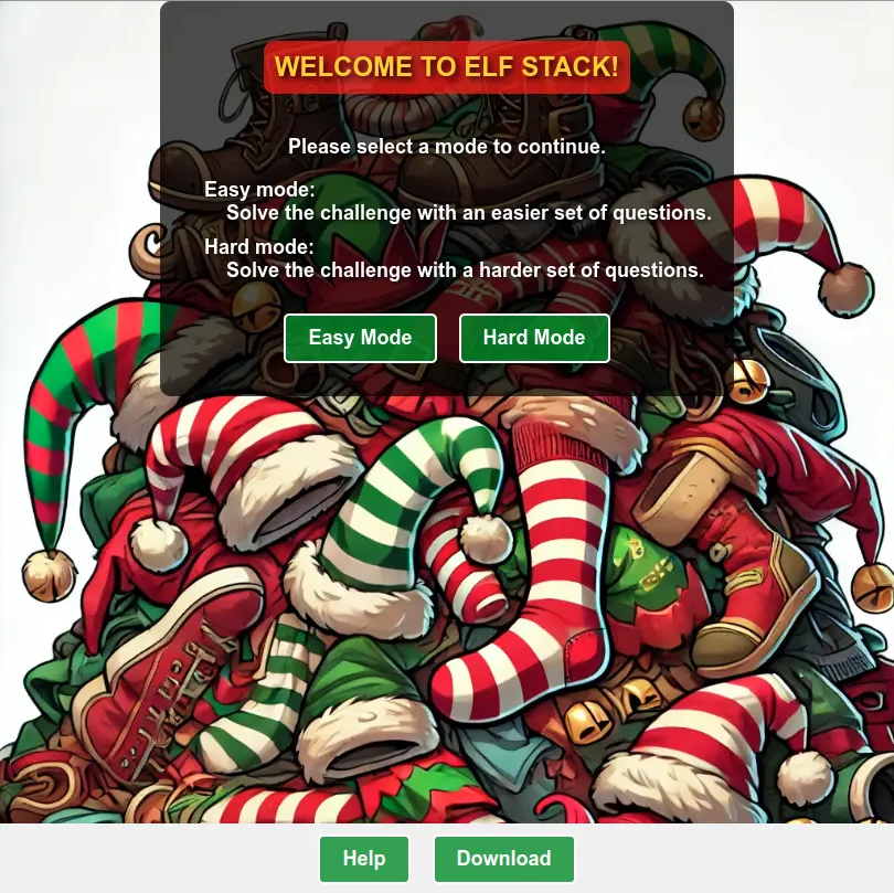 Elf Stack Welcome Page
