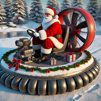 Santa on a Hover Craft