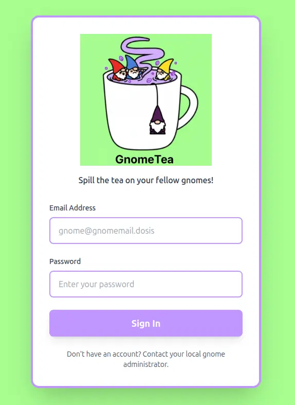GnomeTea Login Form